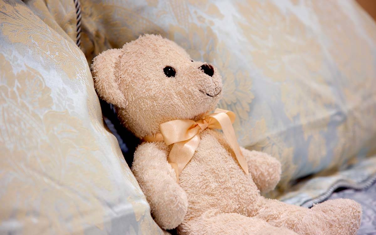 Teddy bear on the bed