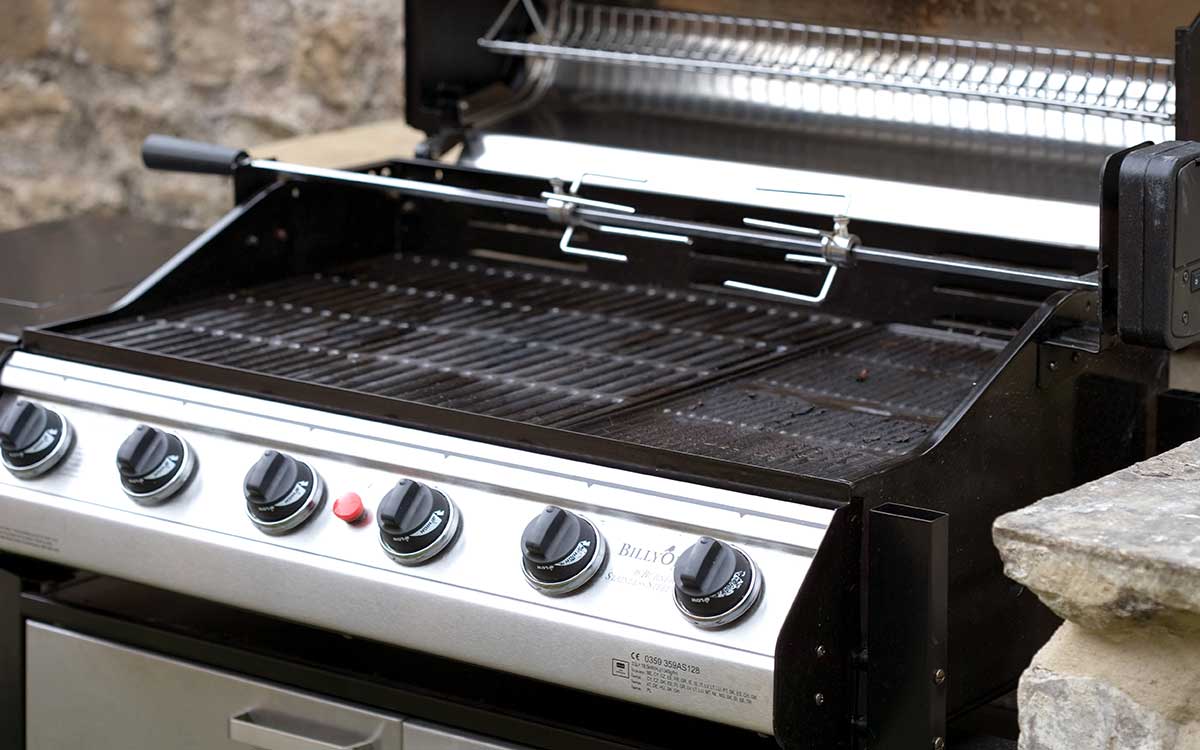 Six burner gas BBQ in the shared garden