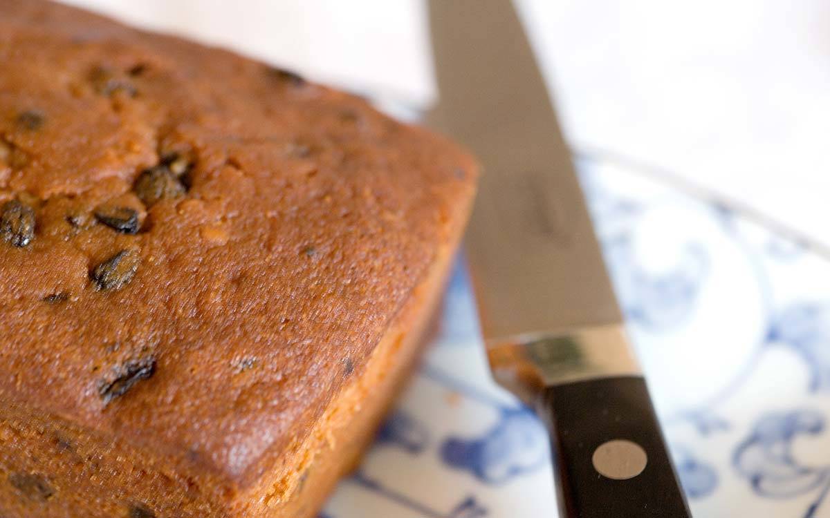 Freshly baked fruit loaf