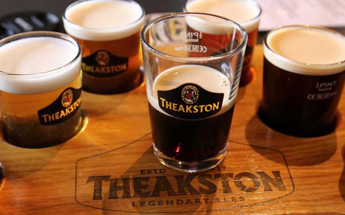 Taster plate of ales at Theakstons Brewery